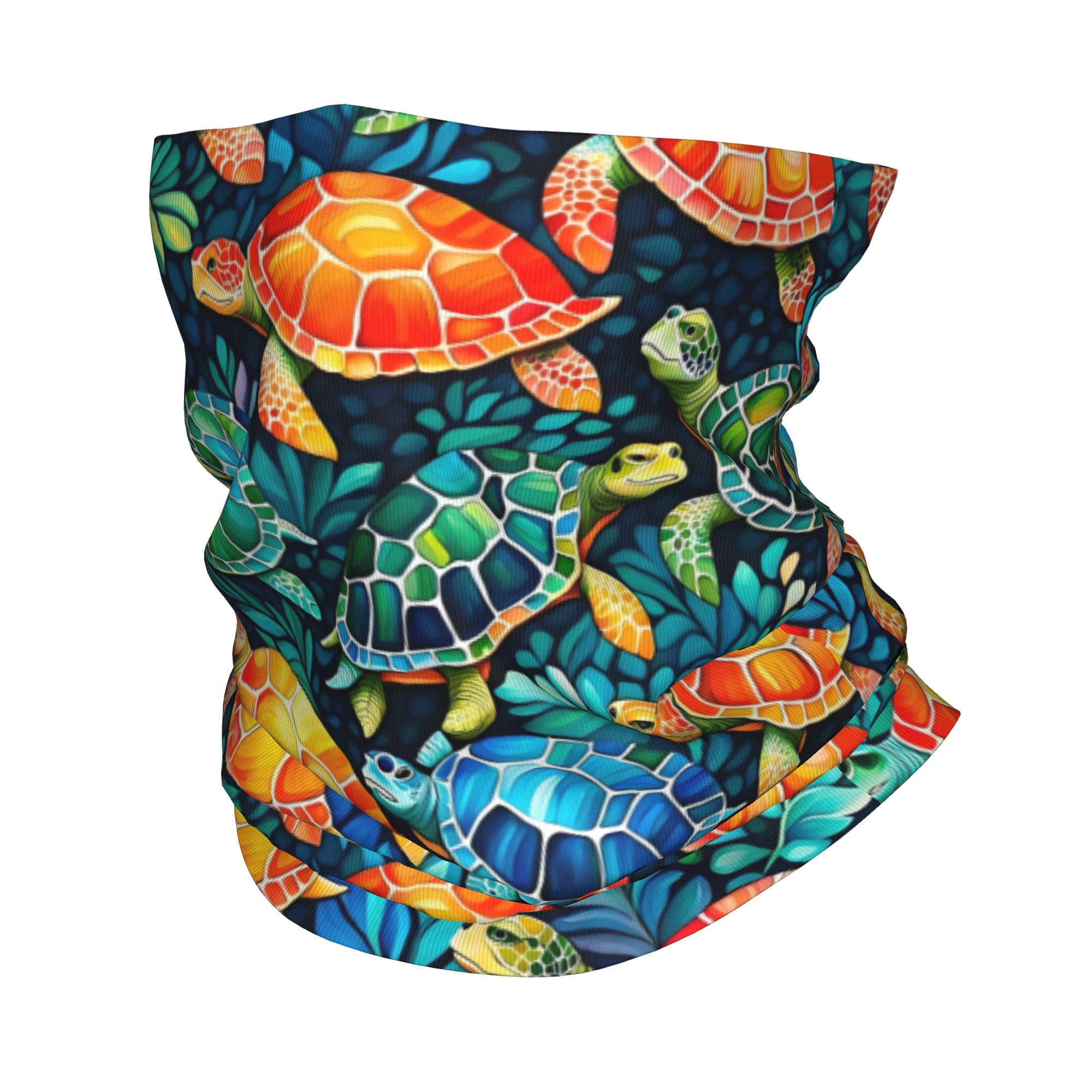 Neck Gaiter Fleece - Aangepaste grappige kleurrijke zeeschildpad nekbeenkap dames