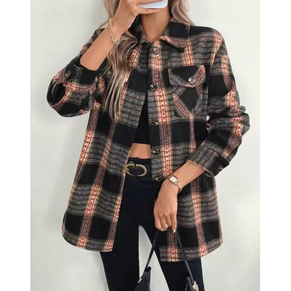 Herfst Winter Damesmode Sherpa - Flannel Shirt Lined recensie en prijs