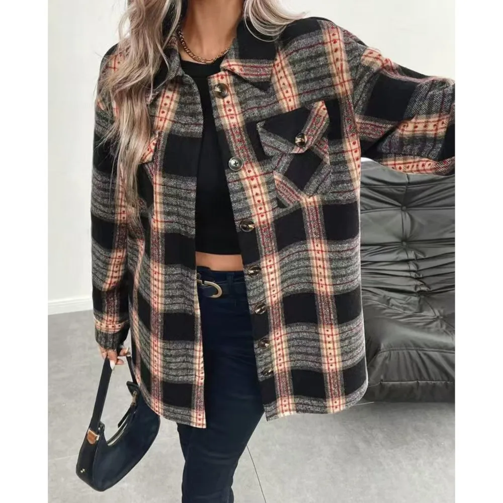 Herfst Winter Damesmode Sherpa - Flannel Shirt Lined recensie en prijs